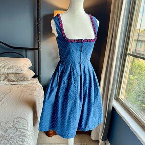 Vintage Dirndl Blue with White Polka Dots